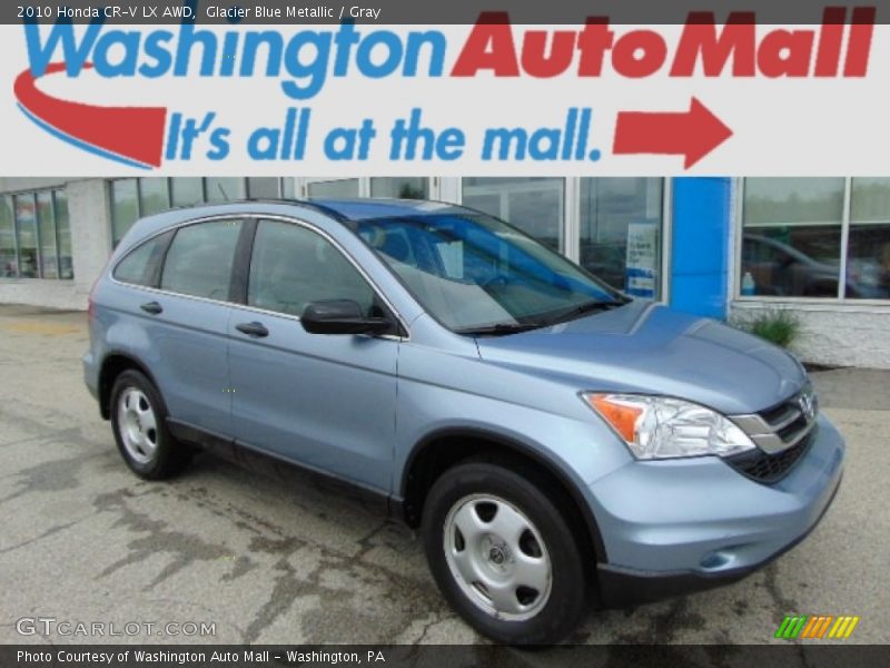 Glacier Blue Metallic / Gray 2010 Honda CR-V LX AWD