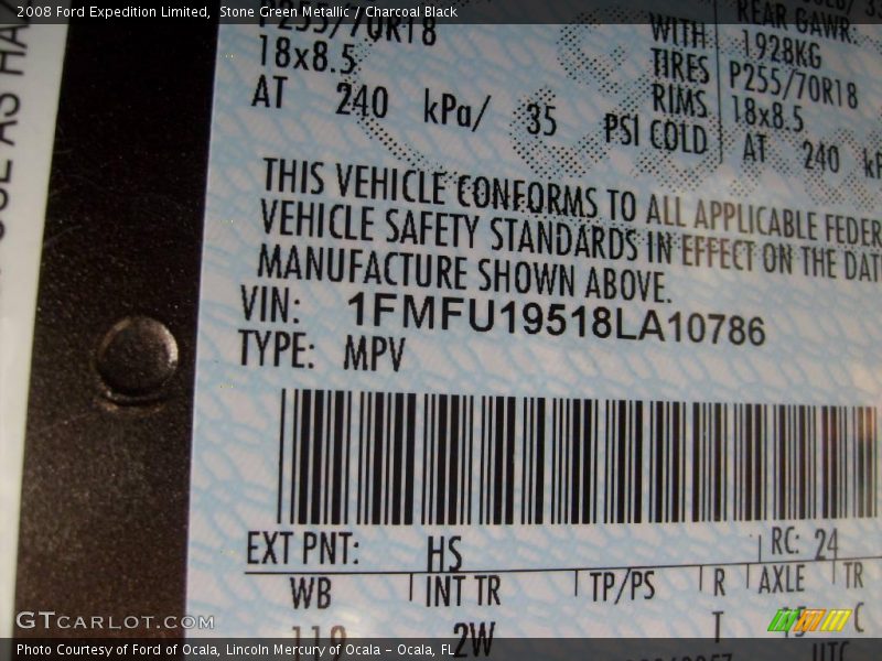 Stone Green Metallic / Charcoal Black 2008 Ford Expedition Limited
