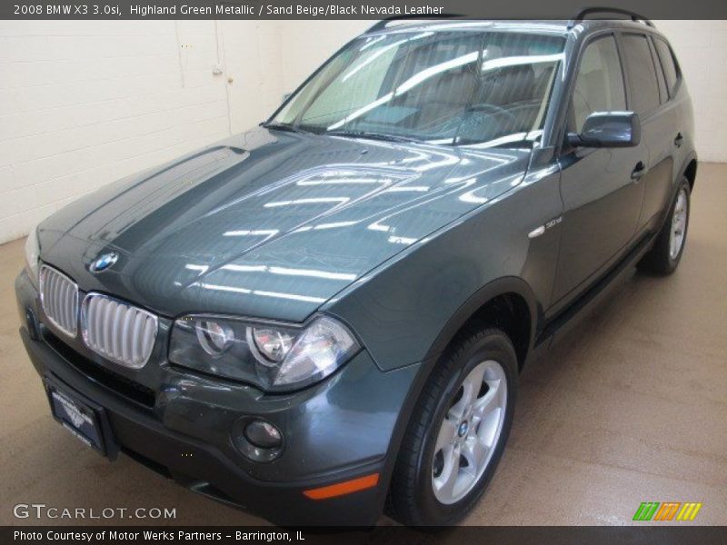 Highland Green Metallic / Sand Beige/Black Nevada Leather 2008 BMW X3 3.0si