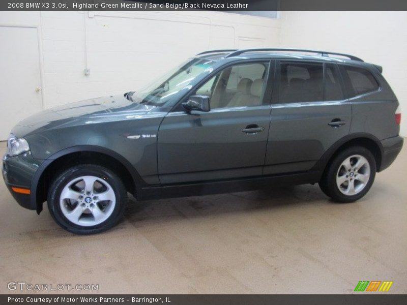 Highland Green Metallic / Sand Beige/Black Nevada Leather 2008 BMW X3 3.0si