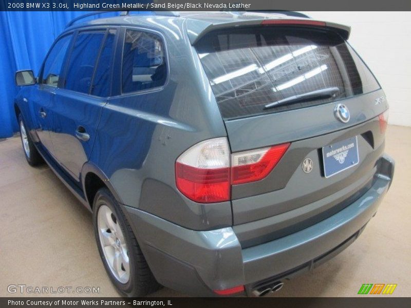 Highland Green Metallic / Sand Beige/Black Nevada Leather 2008 BMW X3 3.0si