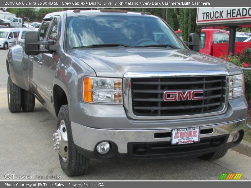 Silver Birch Metallic / Very Dark Cashmere/Light Cashmere 2008 GMC Sierra 3500HD SLT Crew Cab 4x4 Dually