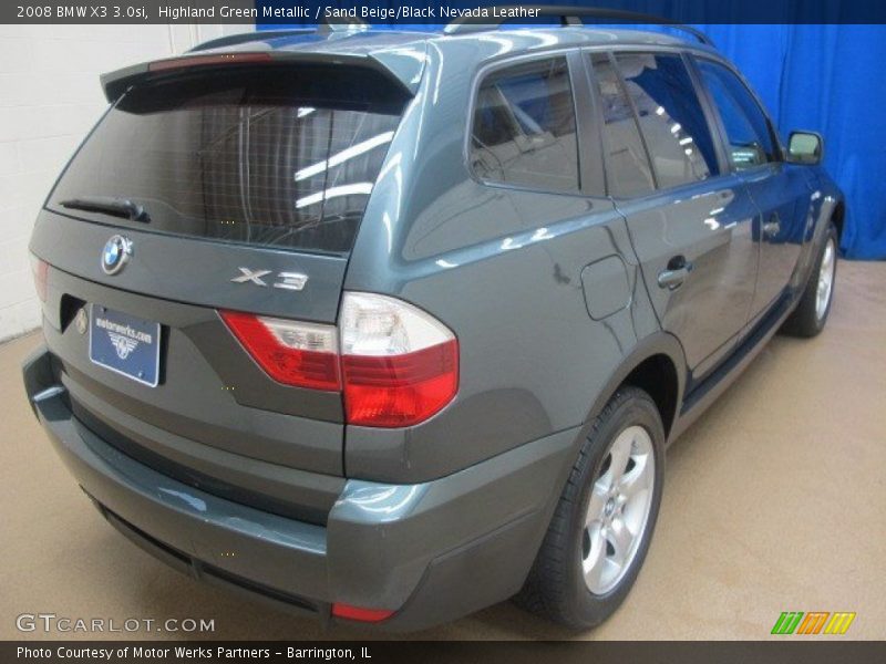 Highland Green Metallic / Sand Beige/Black Nevada Leather 2008 BMW X3 3.0si