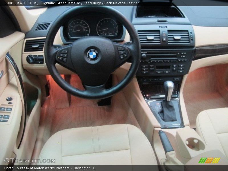 Highland Green Metallic / Sand Beige/Black Nevada Leather 2008 BMW X3 3.0si