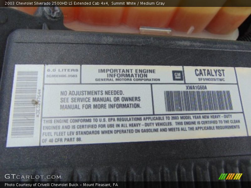 Summit White / Medium Gray 2003 Chevrolet Silverado 2500HD LS Extended Cab 4x4