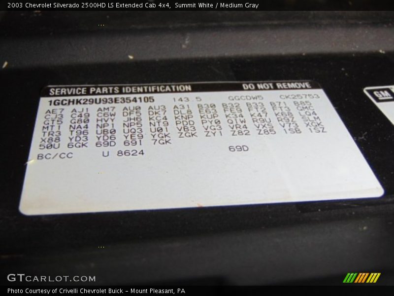 Summit White / Medium Gray 2003 Chevrolet Silverado 2500HD LS Extended Cab 4x4