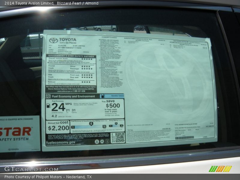 Blizzard Pearl / Almond 2014 Toyota Avalon Limited