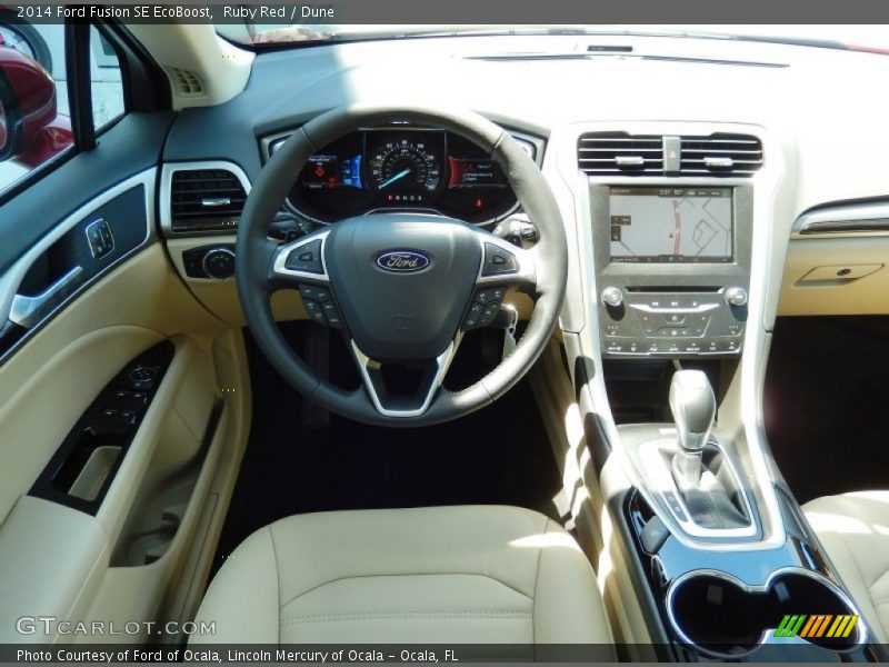 Ruby Red / Dune 2014 Ford Fusion SE EcoBoost