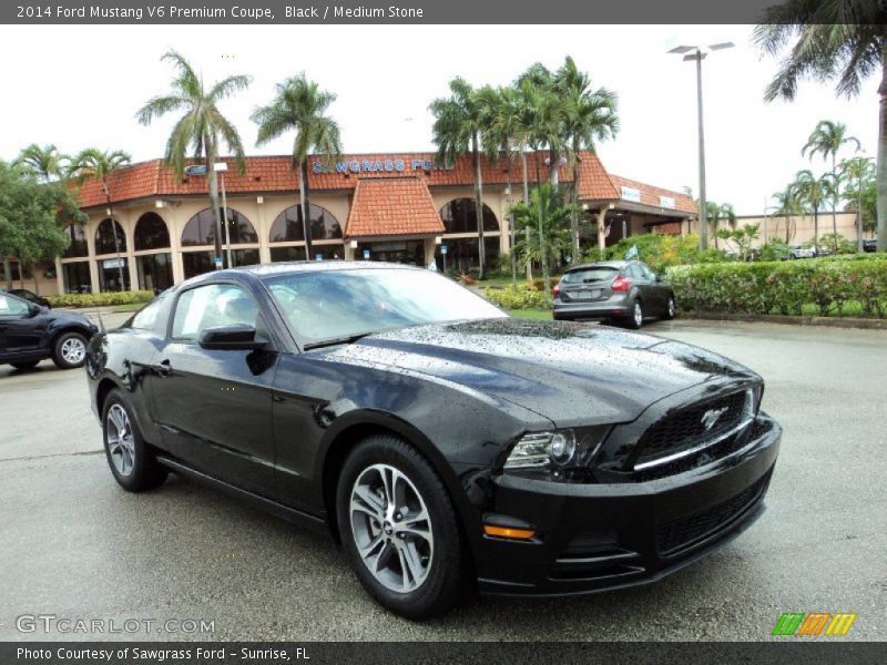 Black / Medium Stone 2014 Ford Mustang V6 Premium Coupe