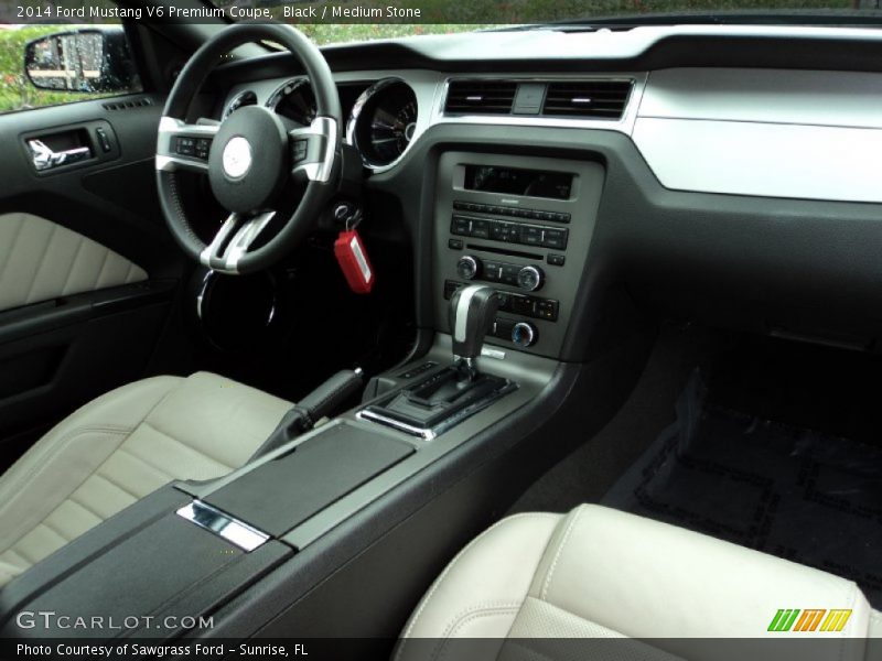 Black / Medium Stone 2014 Ford Mustang V6 Premium Coupe