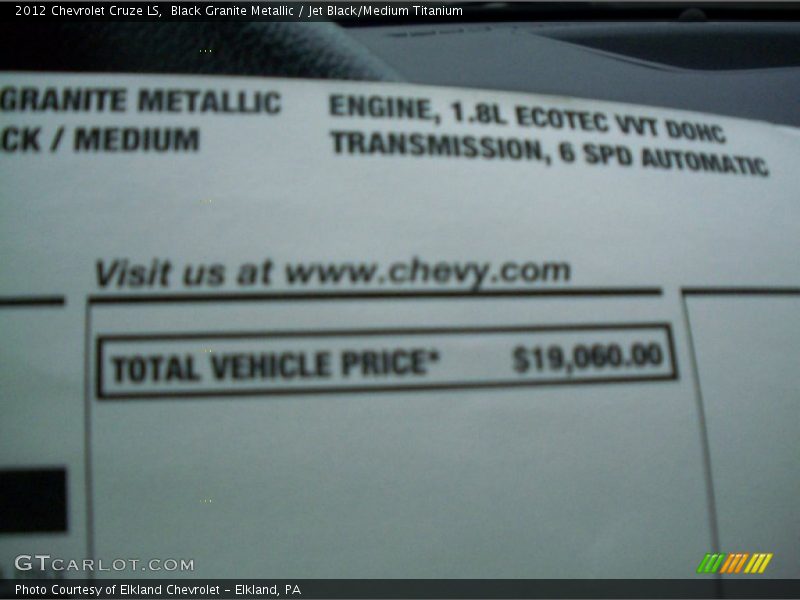 Black Granite Metallic / Jet Black/Medium Titanium 2012 Chevrolet Cruze LS