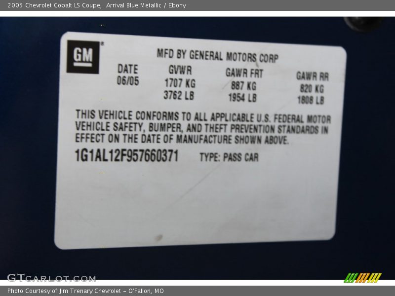 Arrival Blue Metallic / Ebony 2005 Chevrolet Cobalt LS Coupe