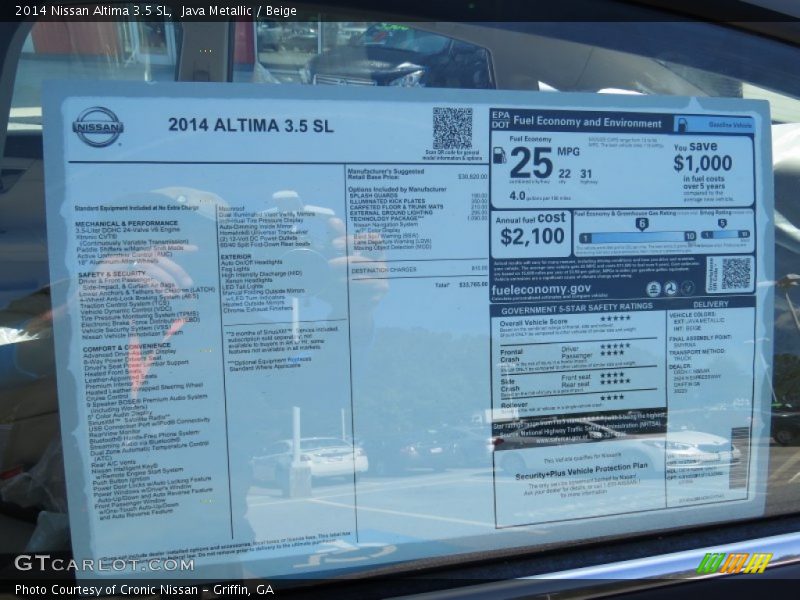 Java Metallic / Beige 2014 Nissan Altima 3.5 SL