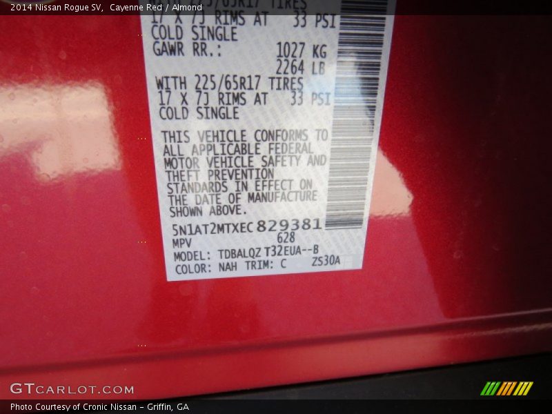 Cayenne Red / Almond 2014 Nissan Rogue SV