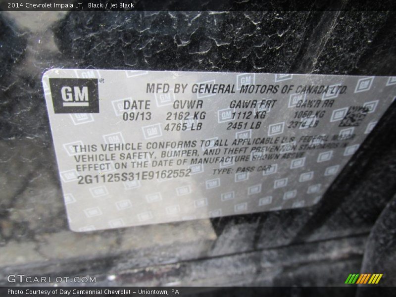 Black / Jet Black 2014 Chevrolet Impala LT
