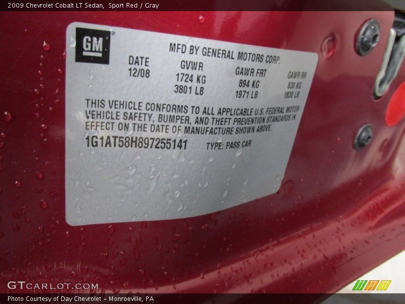 Sport Red / Gray 2009 Chevrolet Cobalt LT Sedan