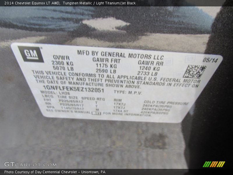Tungsten Metallic / Light Titanium/Jet Black 2014 Chevrolet Equinox LT AWD