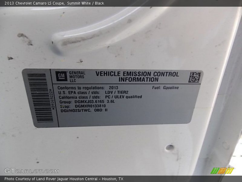 Summit White / Black 2013 Chevrolet Camaro LS Coupe