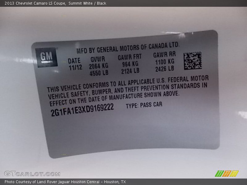 Summit White / Black 2013 Chevrolet Camaro LS Coupe