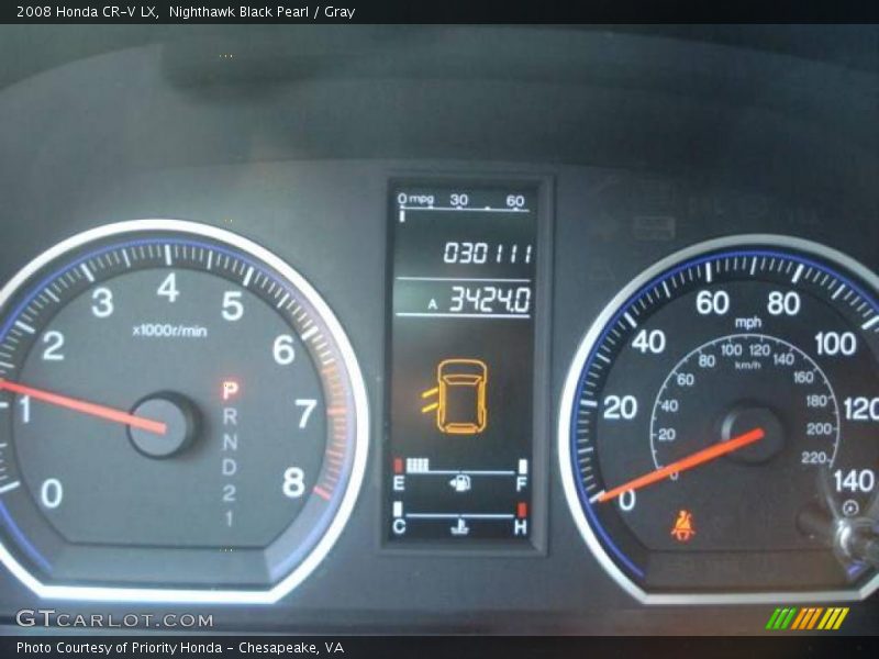 Nighthawk Black Pearl / Gray 2008 Honda CR-V LX