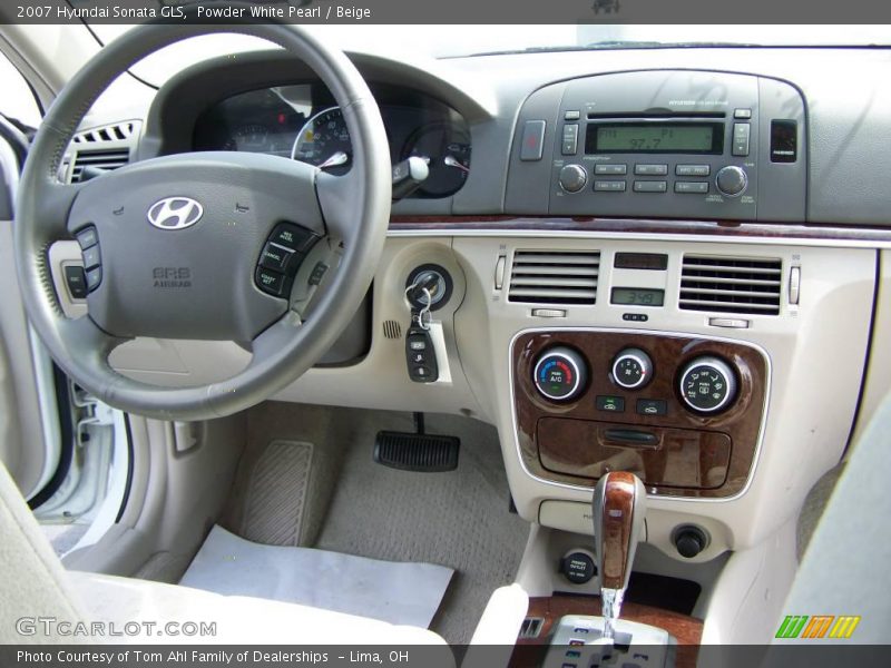 Powder White Pearl / Beige 2007 Hyundai Sonata GLS