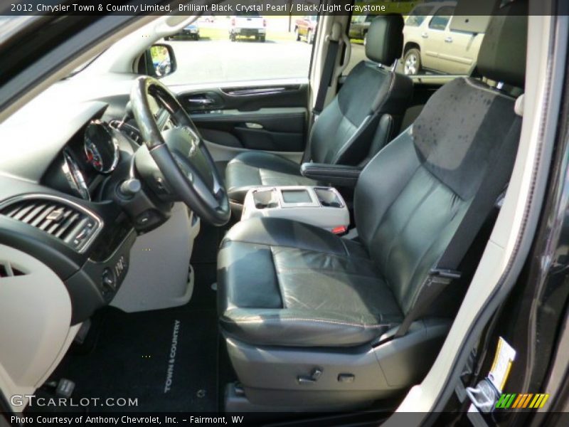 Brilliant Black Crystal Pearl / Black/Light Graystone 2012 Chrysler Town & Country Limited