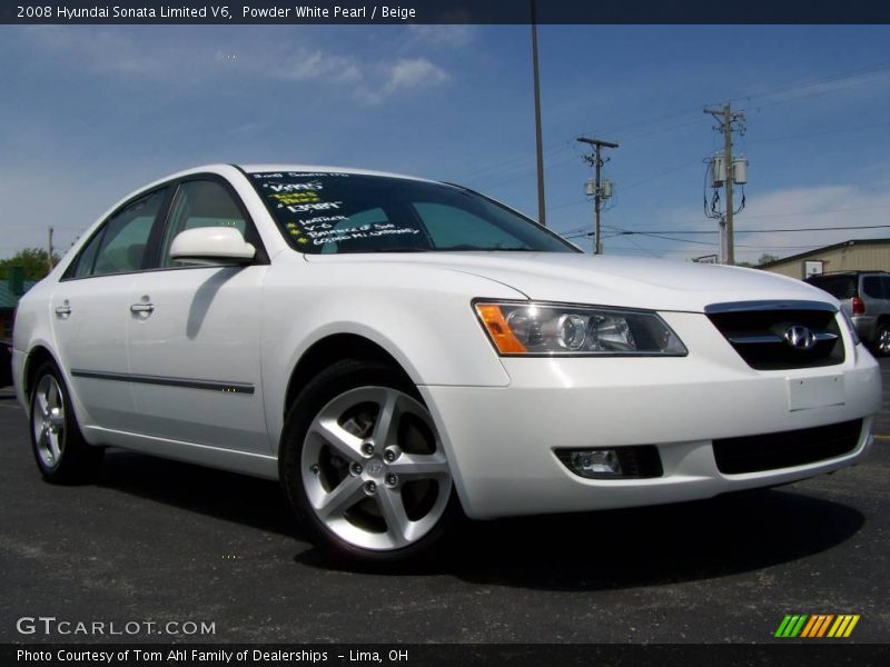 Powder White Pearl / Beige 2008 Hyundai Sonata Limited V6