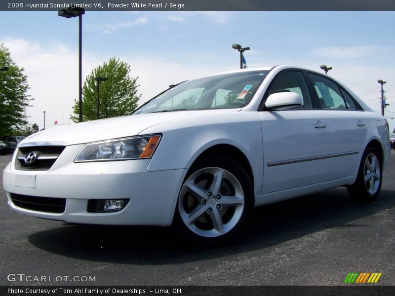 Powder White Pearl / Beige 2008 Hyundai Sonata Limited V6