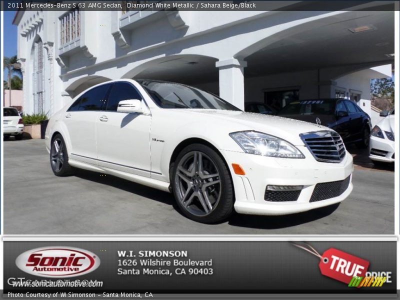 Diamond White Metallic / Sahara Beige/Black 2011 Mercedes-Benz S 63 AMG Sedan