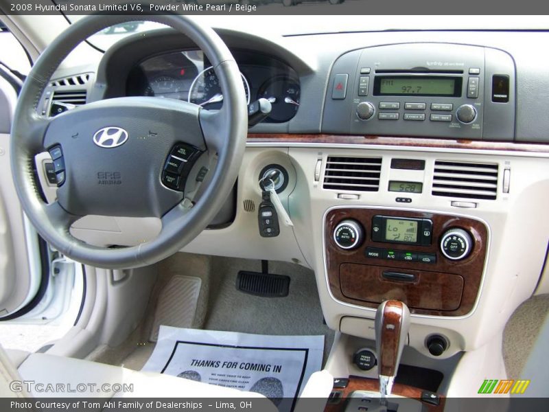 Powder White Pearl / Beige 2008 Hyundai Sonata Limited V6