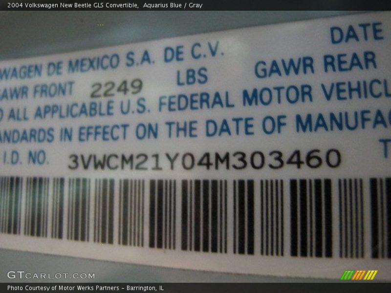 Aquarius Blue / Gray 2004 Volkswagen New Beetle GLS Convertible