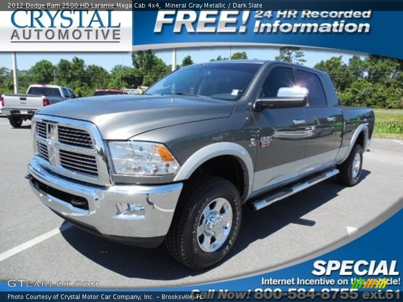 Mineral Gray Metallic / Dark Slate 2012 Dodge Ram 2500 HD Laramie Mega Cab 4x4