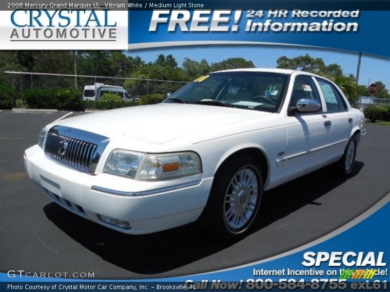 Vibrant White / Medium Light Stone 2008 Mercury Grand Marquis LS