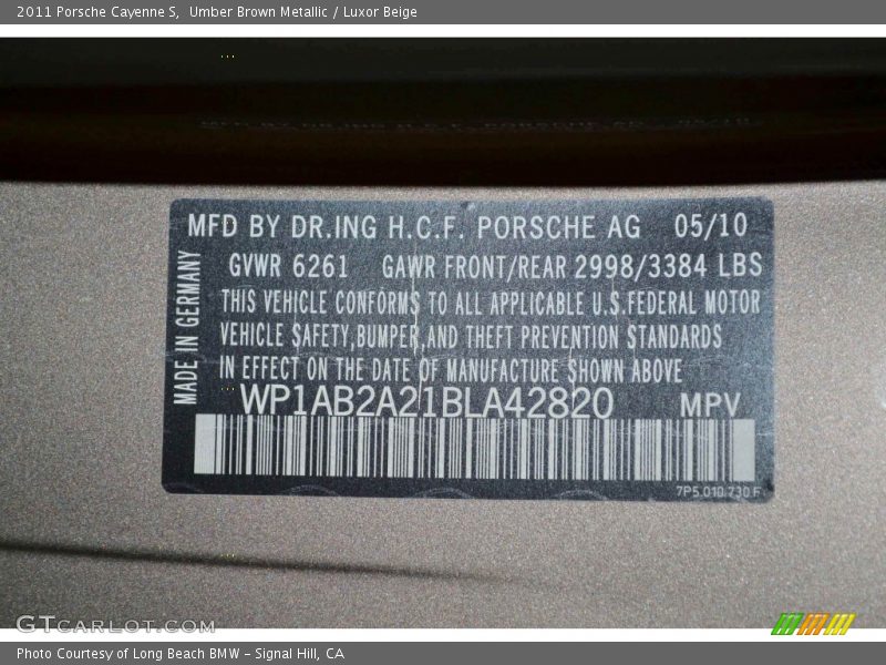 Umber Brown Metallic / Luxor Beige 2011 Porsche Cayenne S