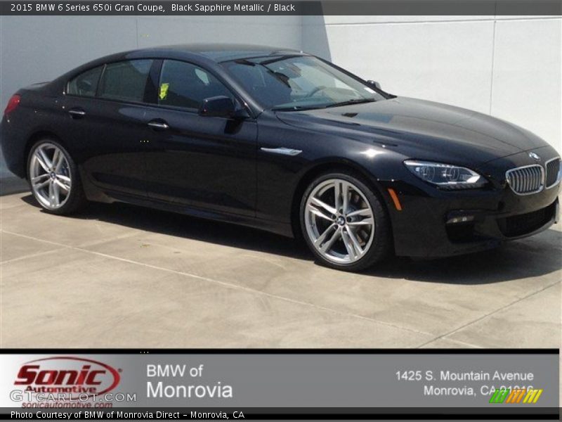 Black Sapphire Metallic / Black 2015 BMW 6 Series 650i Gran Coupe