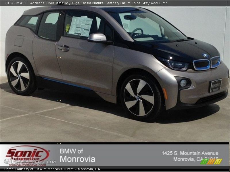 Andesite Silver Metallic / Giga Cassia Natural Leather/Carum Spice Grey Wool Cloth 2014 BMW i3