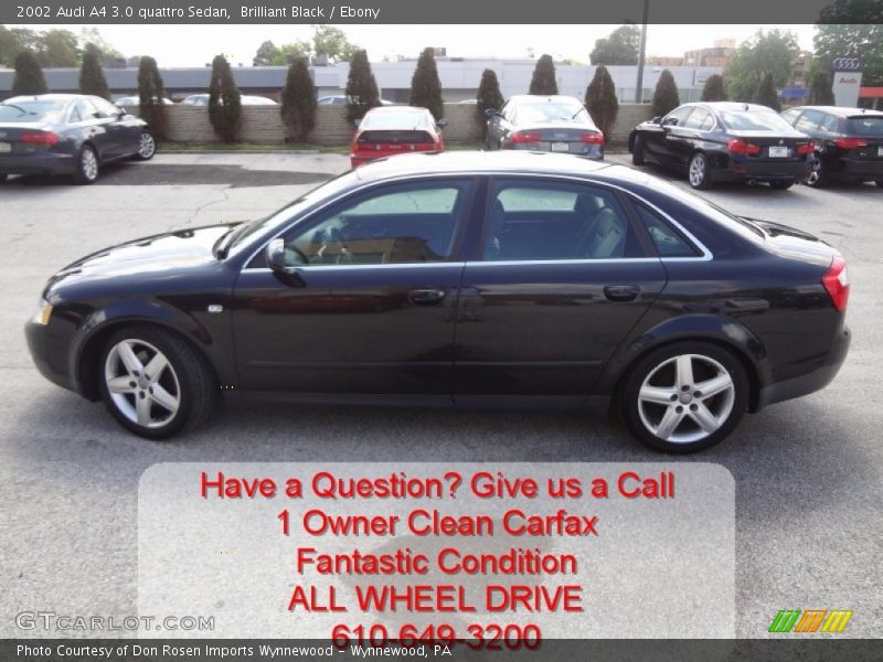 Brilliant Black / Ebony 2002 Audi A4 3.0 quattro Sedan