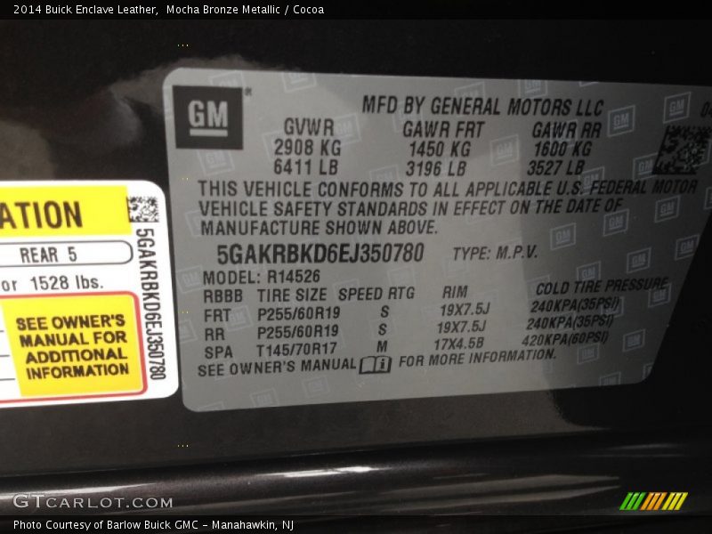 Mocha Bronze Metallic / Cocoa 2014 Buick Enclave Leather