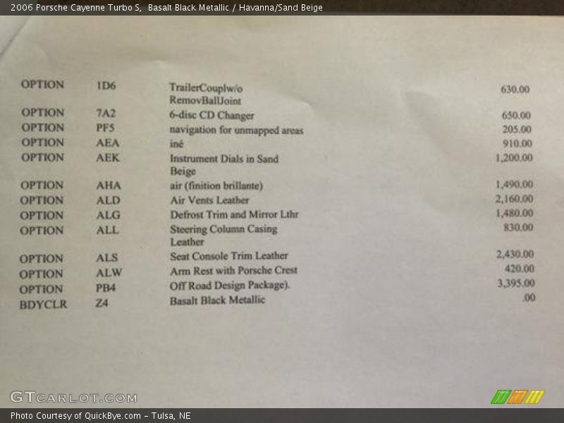 Basalt Black Metallic / Havanna/Sand Beige 2006 Porsche Cayenne Turbo S