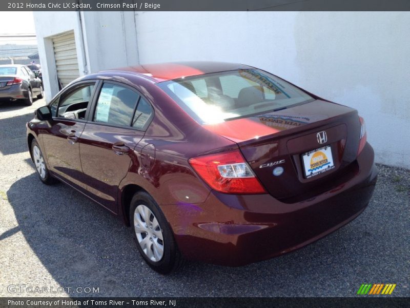 Crimson Pearl / Beige 2012 Honda Civic LX Sedan