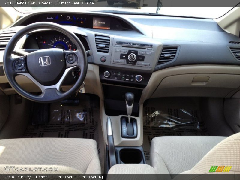 Crimson Pearl / Beige 2012 Honda Civic LX Sedan