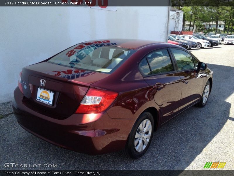 Crimson Pearl / Beige 2012 Honda Civic LX Sedan