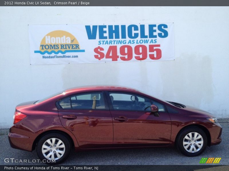 Crimson Pearl / Beige 2012 Honda Civic LX Sedan