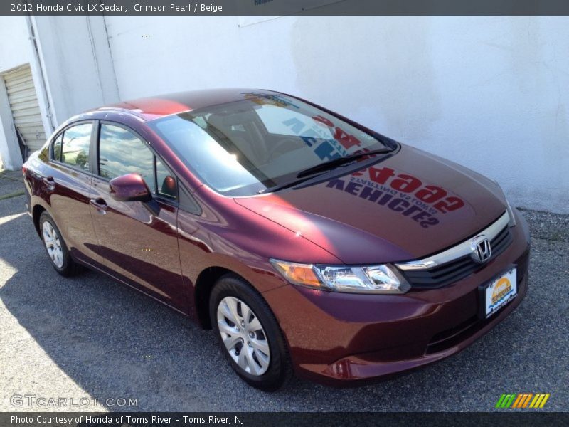 Crimson Pearl / Beige 2012 Honda Civic LX Sedan
