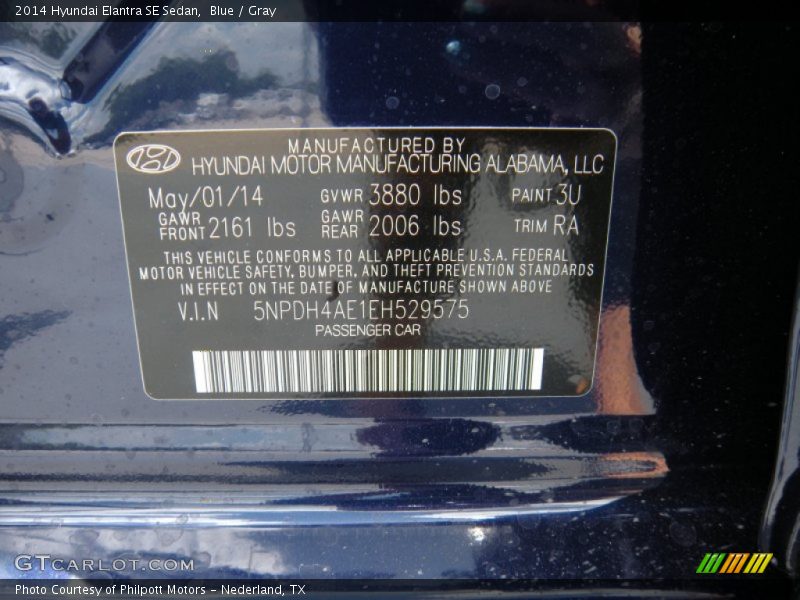 Blue / Gray 2014 Hyundai Elantra SE Sedan