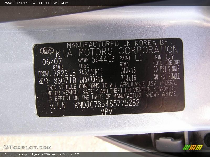 Ice Blue / Gray 2008 Kia Sorento LX 4x4