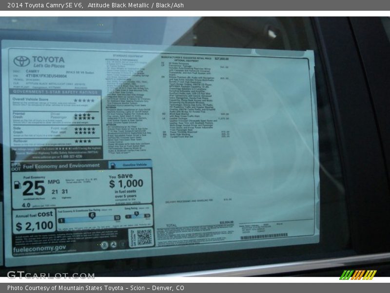 Attitude Black Metallic / Black/Ash 2014 Toyota Camry SE V6