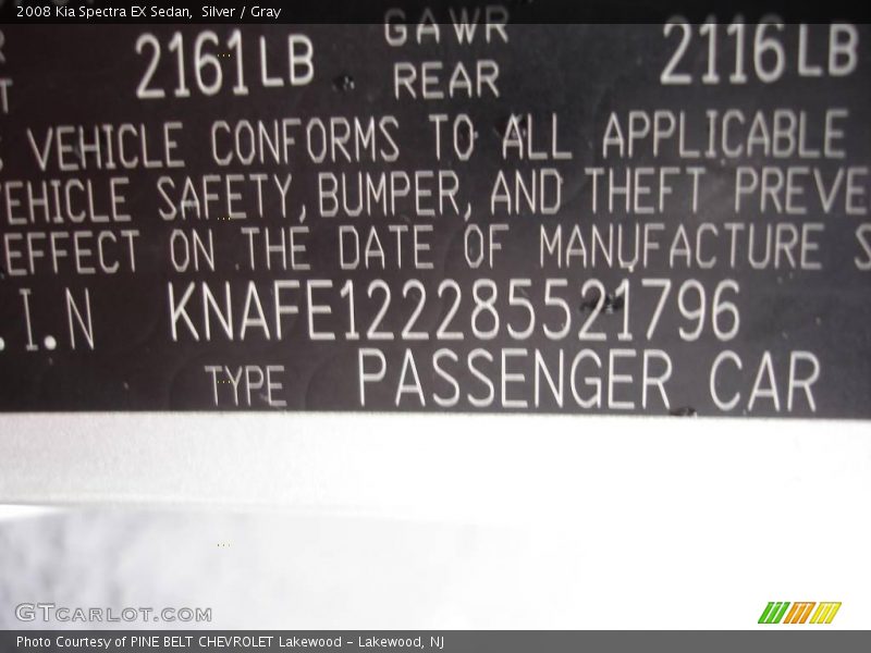 Silver / Gray 2008 Kia Spectra EX Sedan