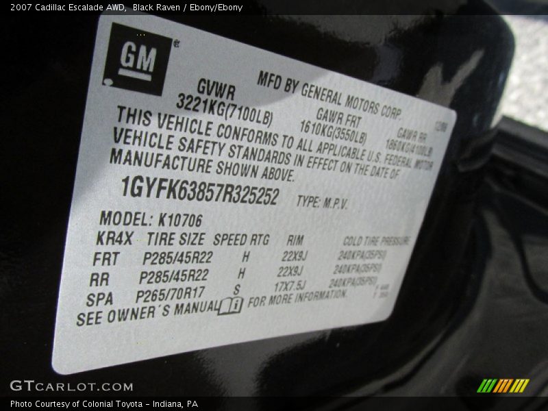 Black Raven / Ebony/Ebony 2007 Cadillac Escalade AWD