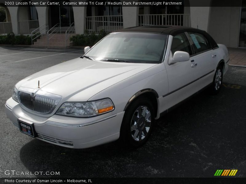 Ceramic White Tri Coat / Medium Dark Parchment/Light Parchment 2003 Lincoln Town Car Cartier